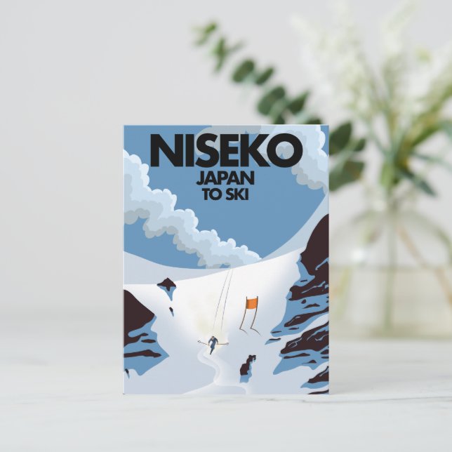 Niseko Japan Ski Print Postkarte (Stehend Vorderseite)