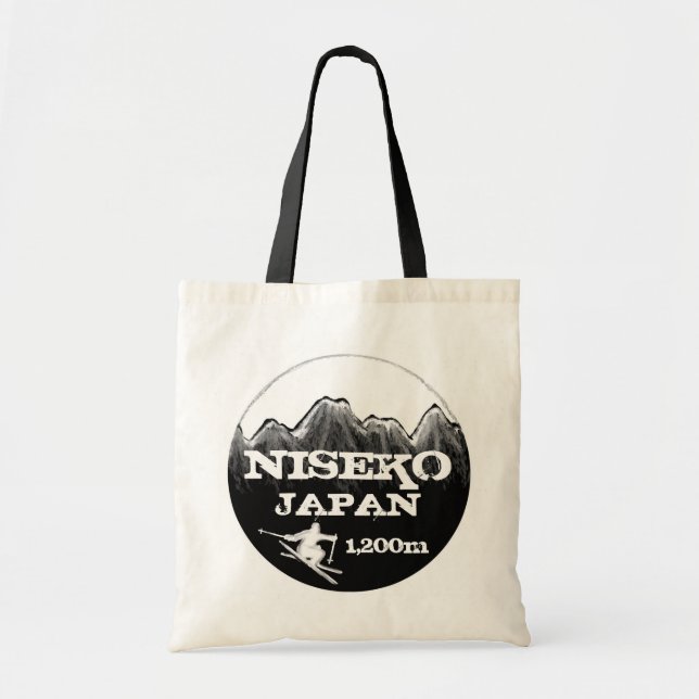 Niseko Japon noir blanc ski sac réutilisable (Devant)