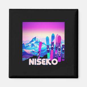 Niseko Ski - Retro 80er Jahre Stil Skifahren und S Magnet