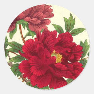 Nishimura Hodo Peony Japanische Blume Kunstferien Runder Aufkleber