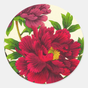 Nishimura Hodo Pfingstrose japanische Blumen feine Runder Aufkleber