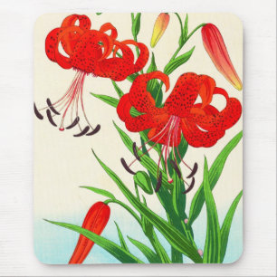 Nishimura Hodo Tiger Lilies shin hanga Blume Mousepad