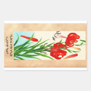 Nishimura Hodo Tigerlilien shin hanga Blumen Rechteckiger Aufkleber