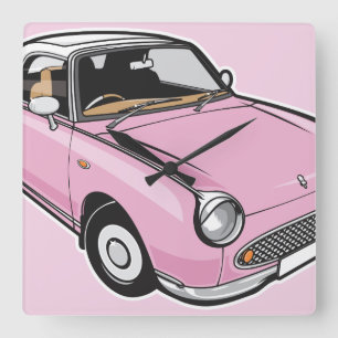 Nissan Figaro-Rosa Quadratische Wanduhr