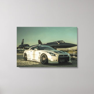 NISSAN GT-R LIBERTY WALK MIT SR-71 BLACKBIRD LEINWANDDRUCK