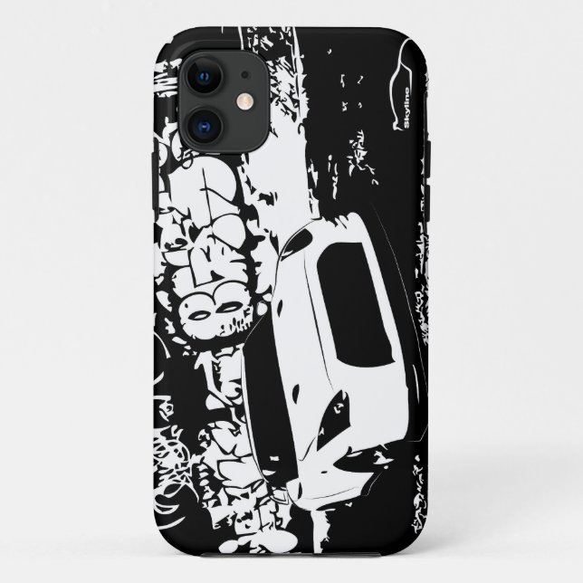 Nissan Skyline GTR mit Graffiti-Hintergrund Case-Mate iPhone Hülle (Rückseite)