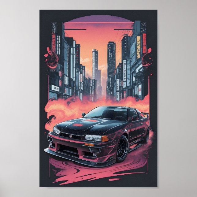 Nissan Skyline r-34 Kunstwerk Poster (Vorne)