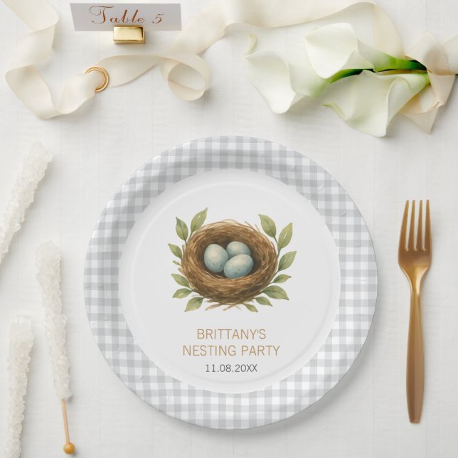 Nistendes Party segne die neutrale Babydusche des  Pappteller (Hochzeit)