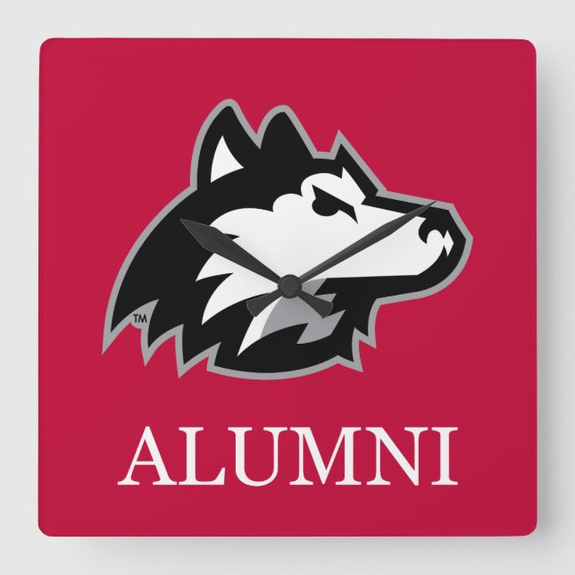 NIU Huskies Alumni Quadratische Wanduhr (Vorderseite)