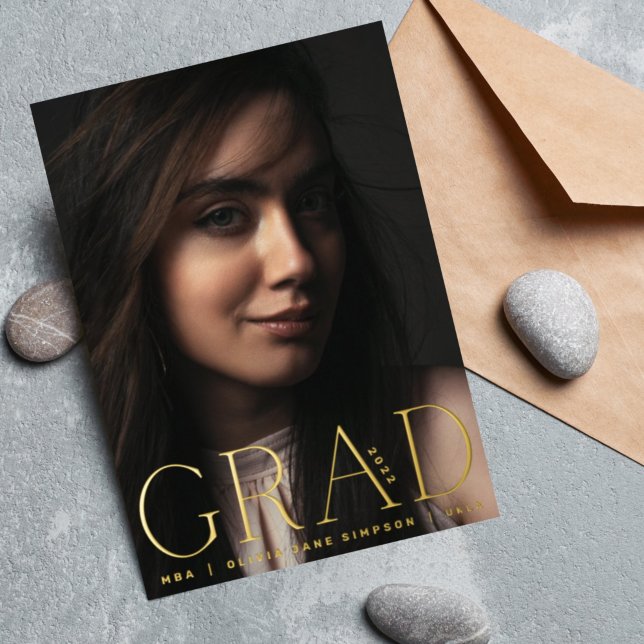 NIVEAU | Faire-part photo moderne Gold Foil Leaf (Créateur téléchargé)