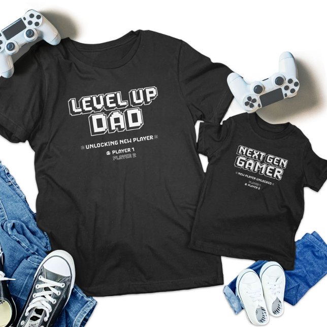 Niveau Haut Gamer Papa Enfant Joueur Gen Suivant J (Level Up Gamer Dad Child Next Gen Player Matching Toddler T-shirt)