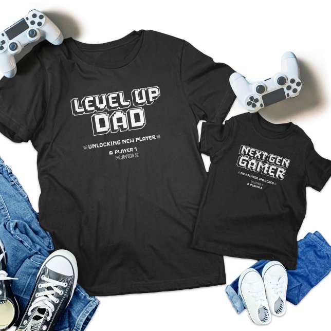 Niveau Haut Gamer Papa Enfant Joueur Gen Suivant J (Level Up Gamer Dad Child Next Gen Player Matching Toddler T-shirt)