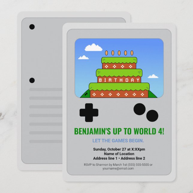 Niveau supérieur ! Invitations de partie de jeu vi (Devant / Derrière)