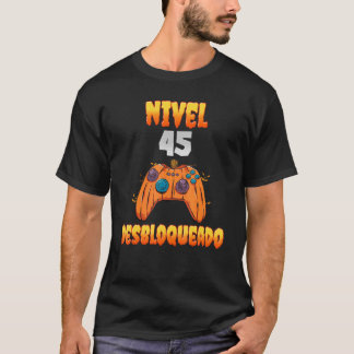 Nivel 45 Desbloqueado 45 Años de Edad Cumpleaños V T-Shirt