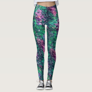 Nixen-Schuppen Lila und Grüne Leggings