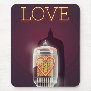 Nixie-Röhre 'Liebe' Vintage-Plakat Mousepad