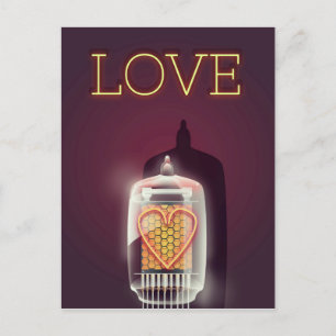 Nixie Tube 'Liebe' Vintage Poster Postkarte