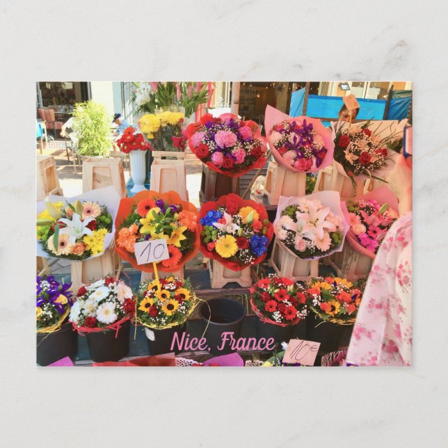 Nizza, Frankreich - Blume Market - Marche aux Fleu Postkarte (Vorderseite)