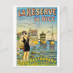 Nizza, Frankreich, Frau im Badeanzug am Strand Postkarte
