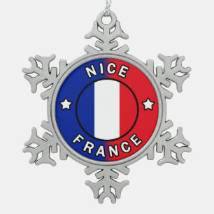 Nizza Frankreich Schneeflocken Zinn-Ornament