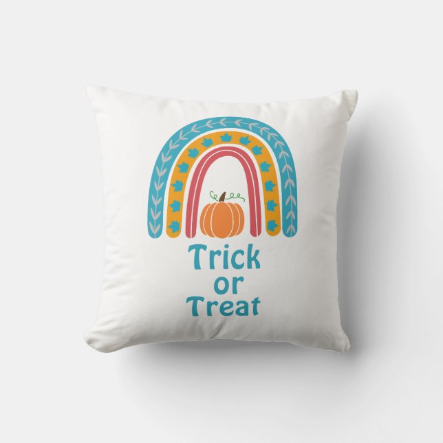 Nizza Regenbogen unter dem Pumpkin Trick oder Trea Kissen (Vorderseite)