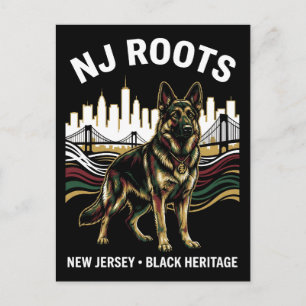 NJ Roots Deutscher Schäferhund Schwarzes Erbe Stol Postkarte