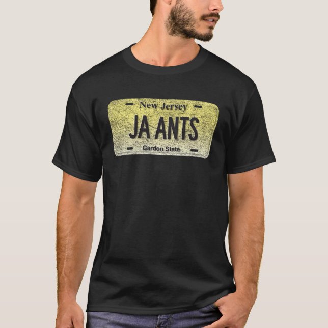 NJ Staat Vanity License Plate JA ANTS T-Shirt (Vorderseite)