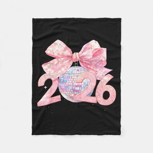 Nk Bow Coquette Disco Ball Happy New Year 2026  Fleecedecke (Vorderseite)