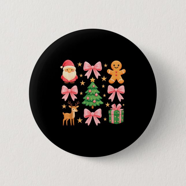 Nk Coquette Bow Christmas Tree Santa Gingerbread X Button (Vorderseite)