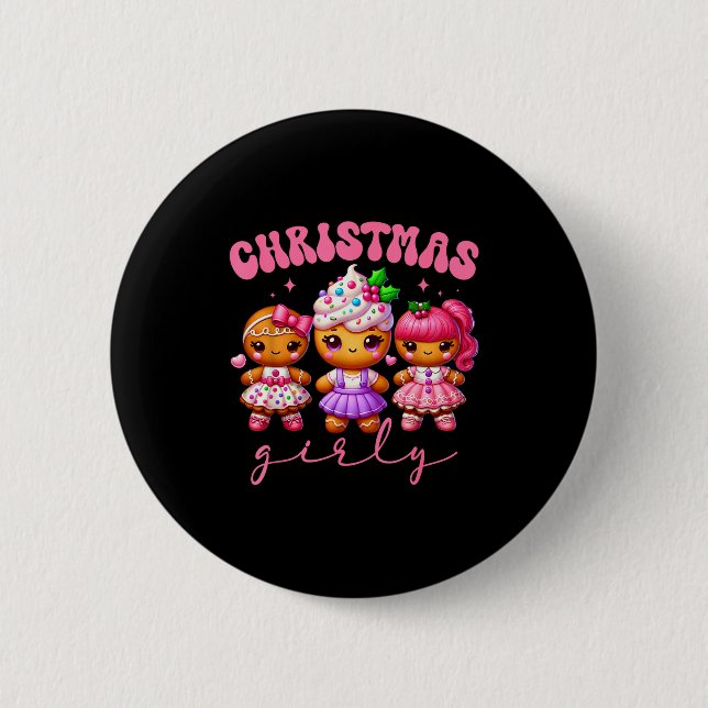 Nk Cute Gingerbread Christmas Girly Pajama Outfits Button (Vorderseite)