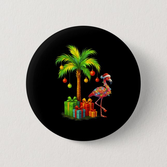 Nk Flamingo Christmas Palm Tree Trocal Xmas  Button (Vorderseite)