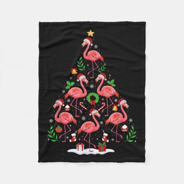 Nk Flamingo Christmas Tree Lights Santa Hat Xmas P Fleecedecke (Vorderseite)