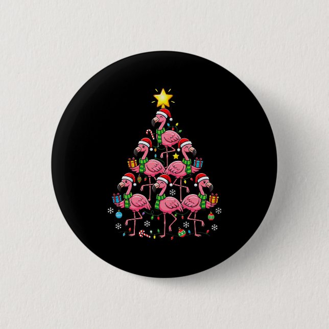 Nk Flamingo Christmas Tree Santa Flamingo Holiday  Button (Vorderseite)