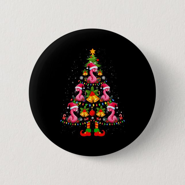 Nk Flamingo Christmas Tree Santa Hat Xmas  Button (Vorderseite)
