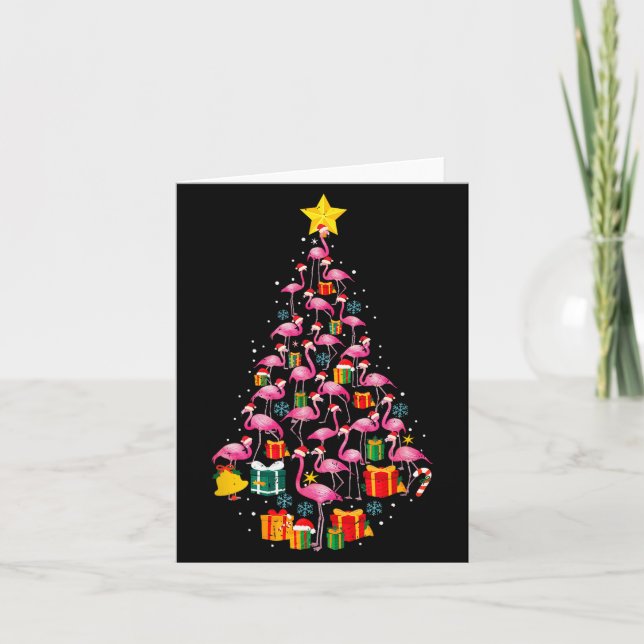 Nk Flamingo Santa Merry Christmas Tree Lights Wome Karte (Vorderseite)