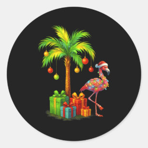 Nk Flamingo Weihnachts-Palmenbaum Trocal Xmas Runder Aufkleber