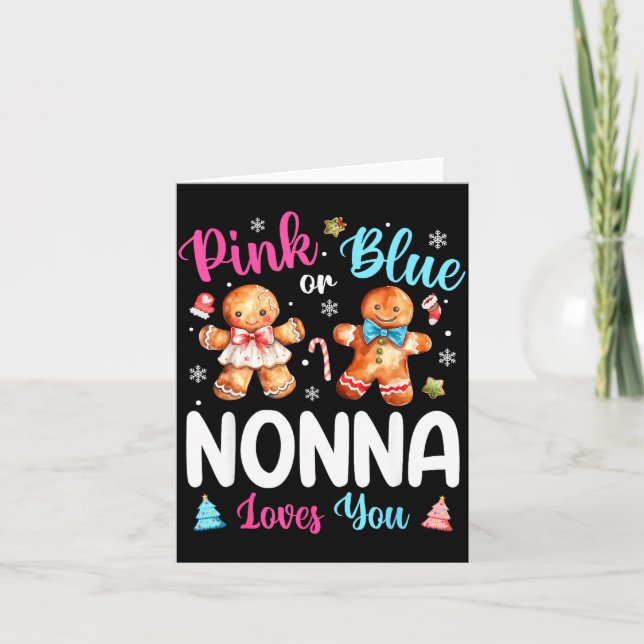 Nk Or Blue Nonna Loves You Gender Reveal Christmas Karte (Vorderseite)