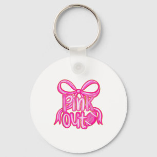 Nk Out Football Bow Preppy Breast Cancer Awareness Schlüsselanhänger