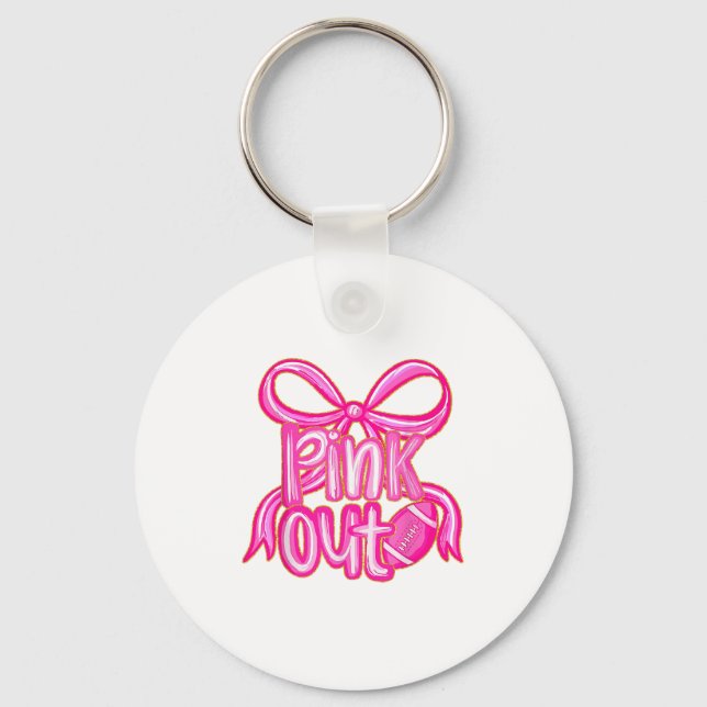 Nk Out Football Bow Preppy Breast Cancer Awareness Schlüsselanhänger (Vorderseite)