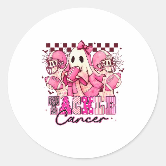 Nk Out Tackle Breast Cancer Awareness Football Gho Runder Aufkleber (Vorderseite)
