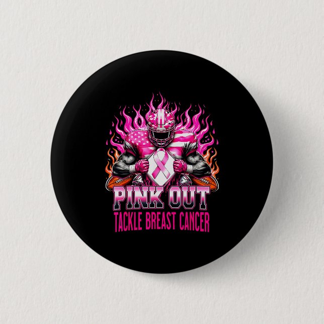 Nk Out Tackle Football Breast Cancer Awareness Men Button (Vorderseite)