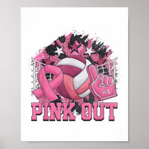 Nk out Volleyball Ribbon Brustkrebs Bewusstsein Poster