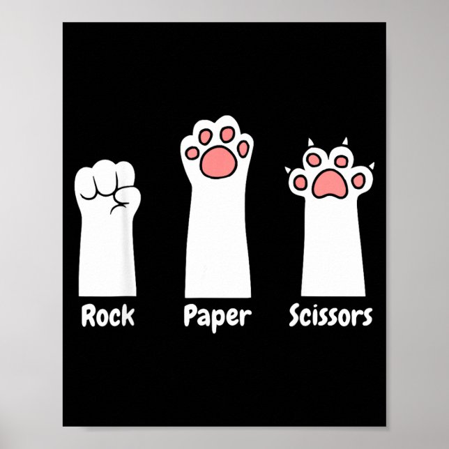 Nk Paw Prints Pet Lover Rock Paper Scissors Hand G Poster (Vorne)