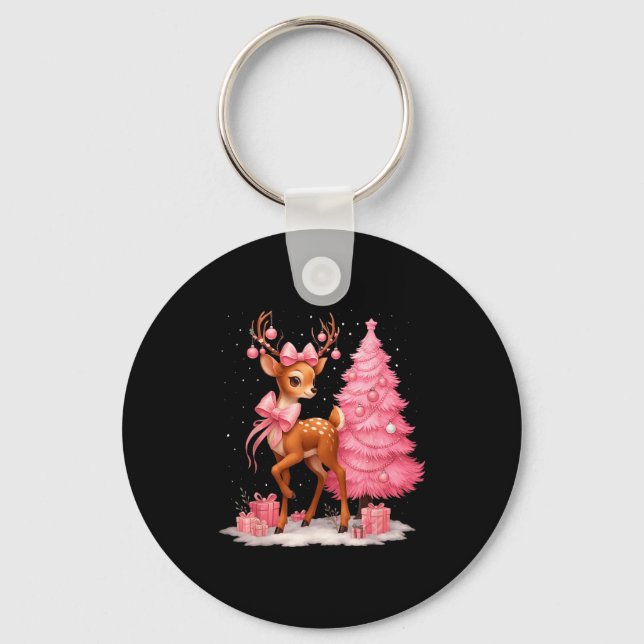 Nk Reindeer Coquette Bow Christmas Tree Pajamas Gi Schlüsselanhänger (Vorderseite)