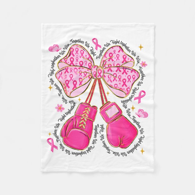 Nk Ribbon Bow Boxing Gloves Breast Cancer Awarenes Fleecedecke (Vorderseite)