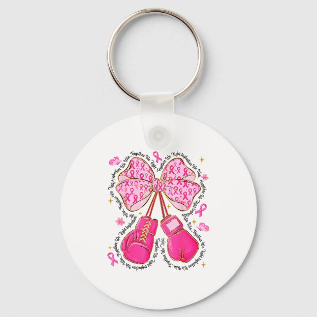 Nk Ribbon Bow Boxing Gloves Breast Cancer Awarenes Schlüsselanhänger (Vorderseite)