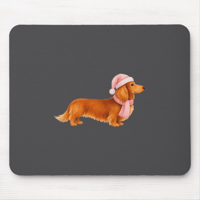 Nk Santa Red Long Haired Dachshund Christmas  Mousepad (Vorne)