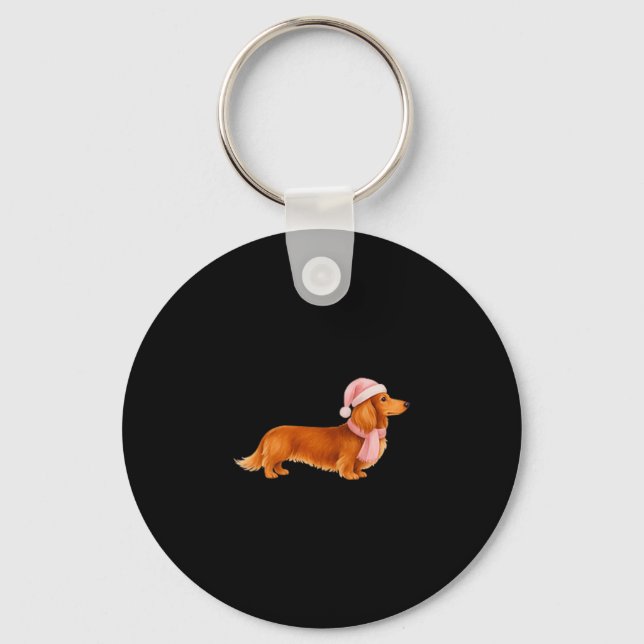 Nk Santa Red Long Haired Dachshund Christmas  Schlüsselanhänger (Vorderseite)