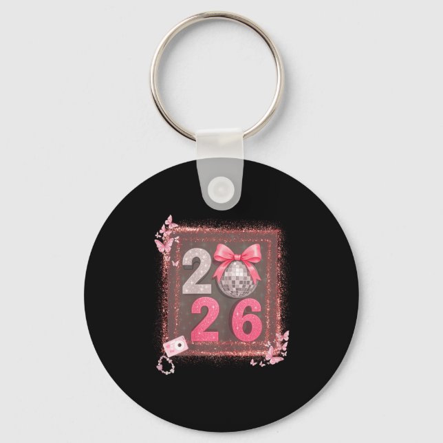 Nk Sparkle Disco Bow 2026 Coquette Happy New Year  Schlüsselanhänger (Vorderseite)