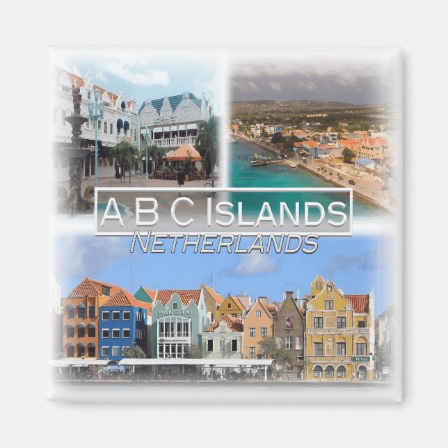 NL0037 Europa, Niederlande, ABC-Inseln, Kühlschran Magnet (Vorne)
